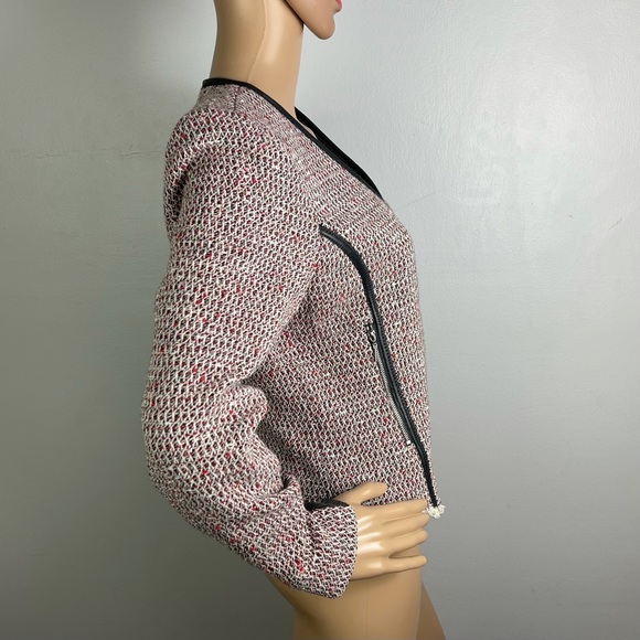 NEW REBECCA TAYLOR LEATHER TRIM TWEED JACKET - Picture 4 of 8